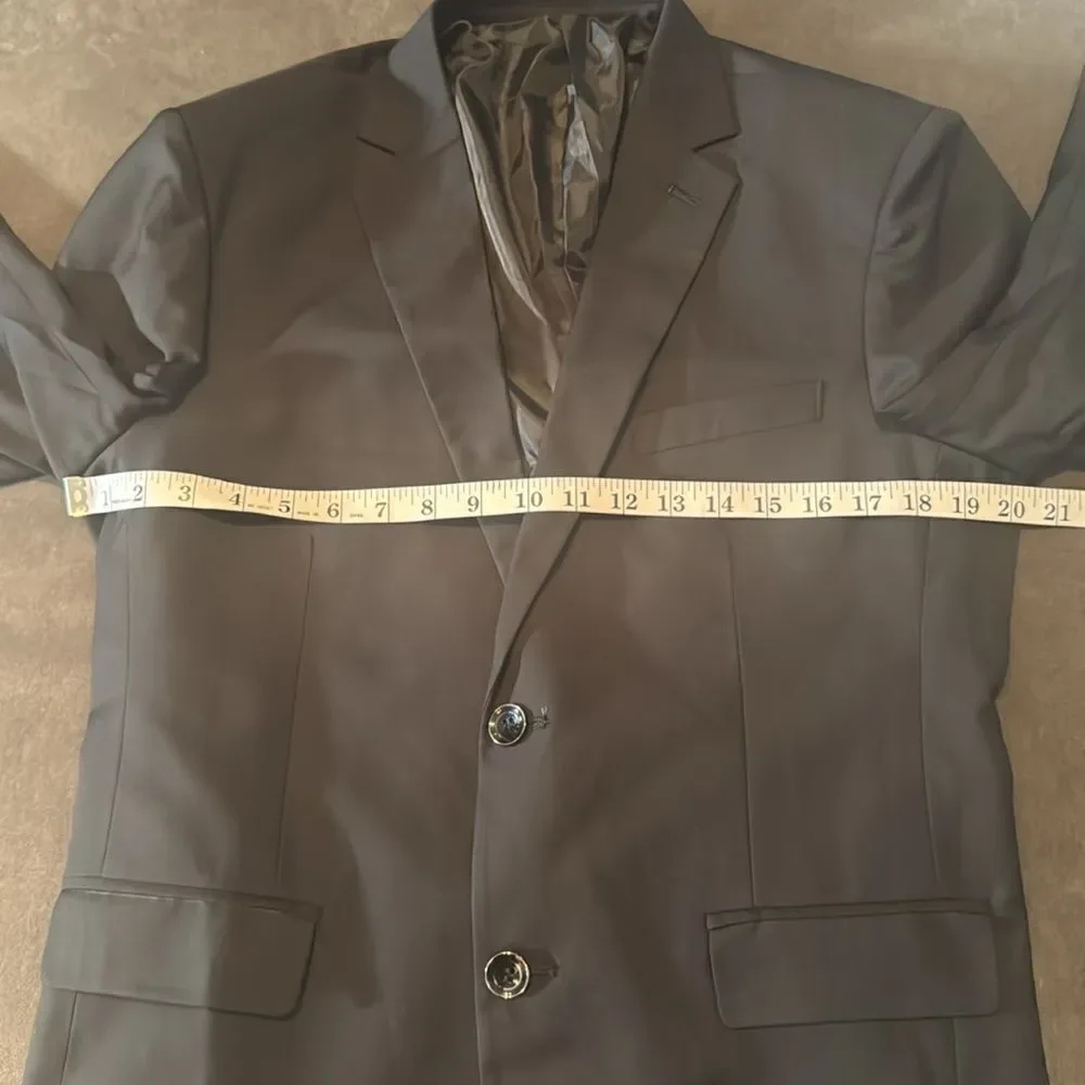 Men’s Black 2 Piece Slim Fit Suit Prom Party Formal Size 38 Jacket 32 Pants